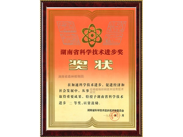 珍稀植物珙桐苗木培育技术研究（省科技进步二等奖）---1997.10
